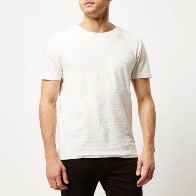 White textured front t-shirt